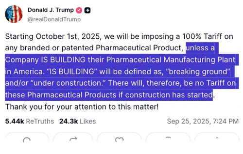 Real-World Impact Of Trump's New Drug Tariffs To Remain Negligible, UBS Tells Clients