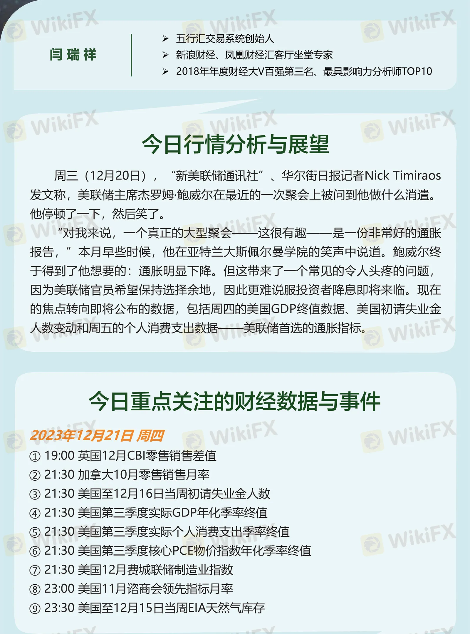 12.21 GVD MARKETS分析报告（美联储转向市场震荡运行，重点关注通胀数据）-资讯-外汇天眼(WikiFX)