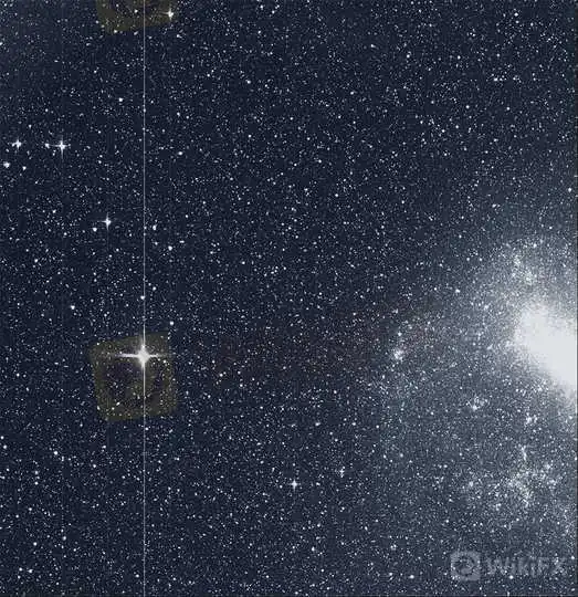 トランジット系外惑星探索衛星（TESS）が、大マゼラン雲（右）と、かじき座R星（左）を捉えた｢ファースト・ライト｣。2018年8月7日撮影。