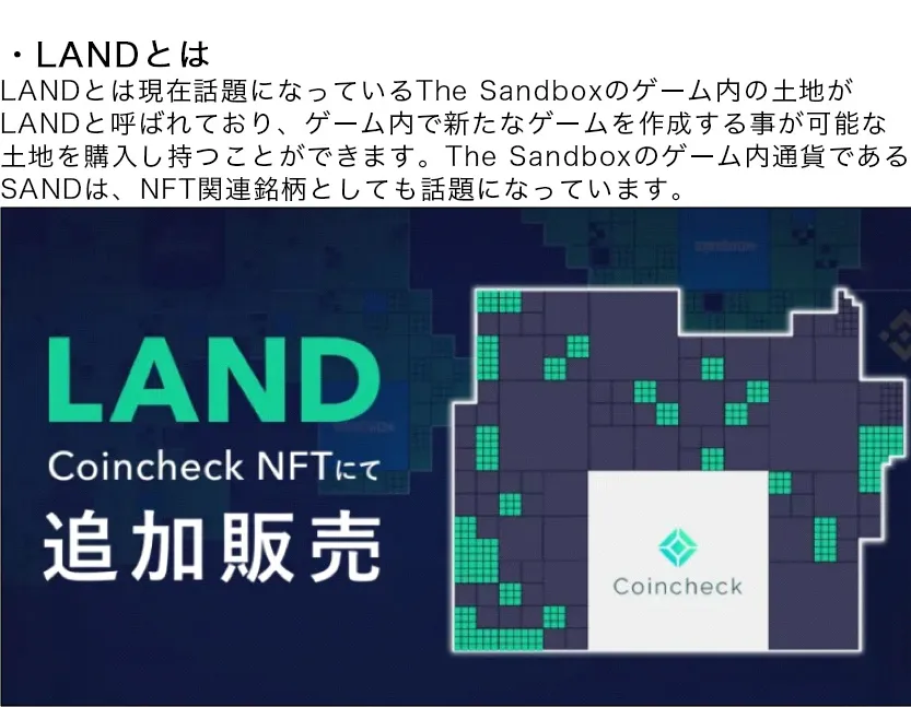 Coincheck8分で完売し話題のLAND、LANDの購入方法について1