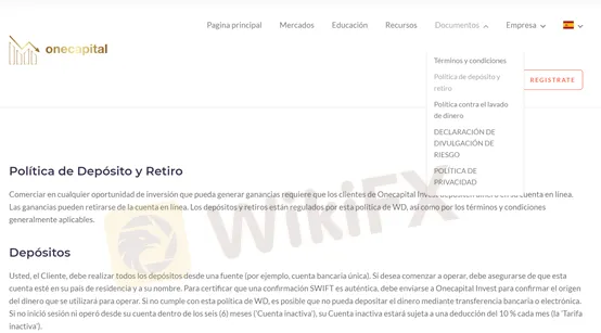 depósitos y retiros