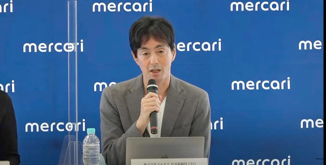 Advertisement 山田進太郎社長。画像は2022年6月期の通期決算会見時のもの。