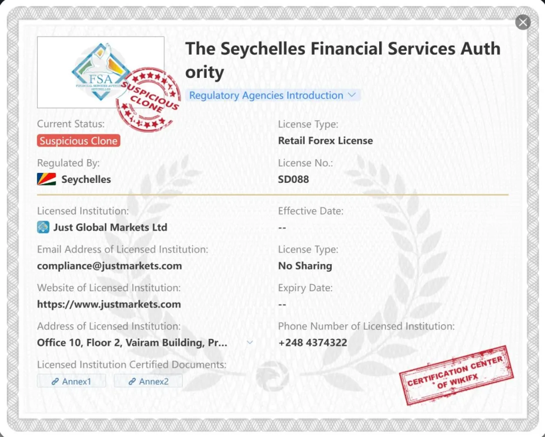 the Seychelles Financial Services Authority - FSA license