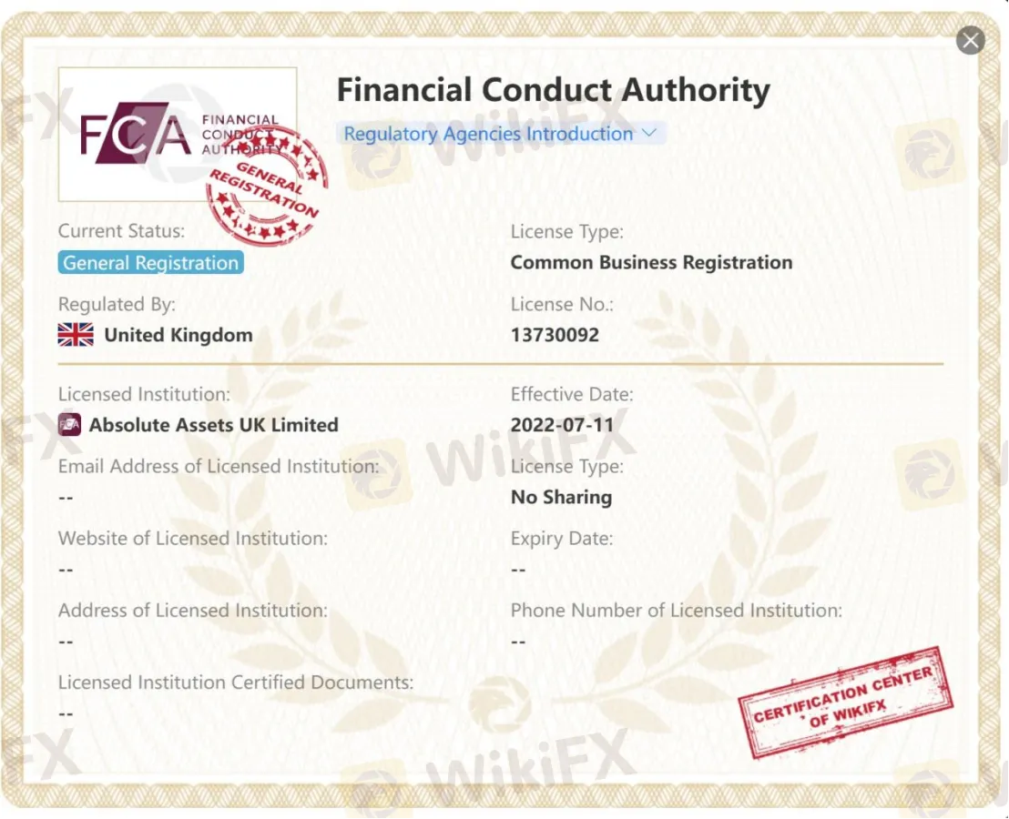 Financial Conduct Authority - FCA license Financial Conduct Authority - FCA license