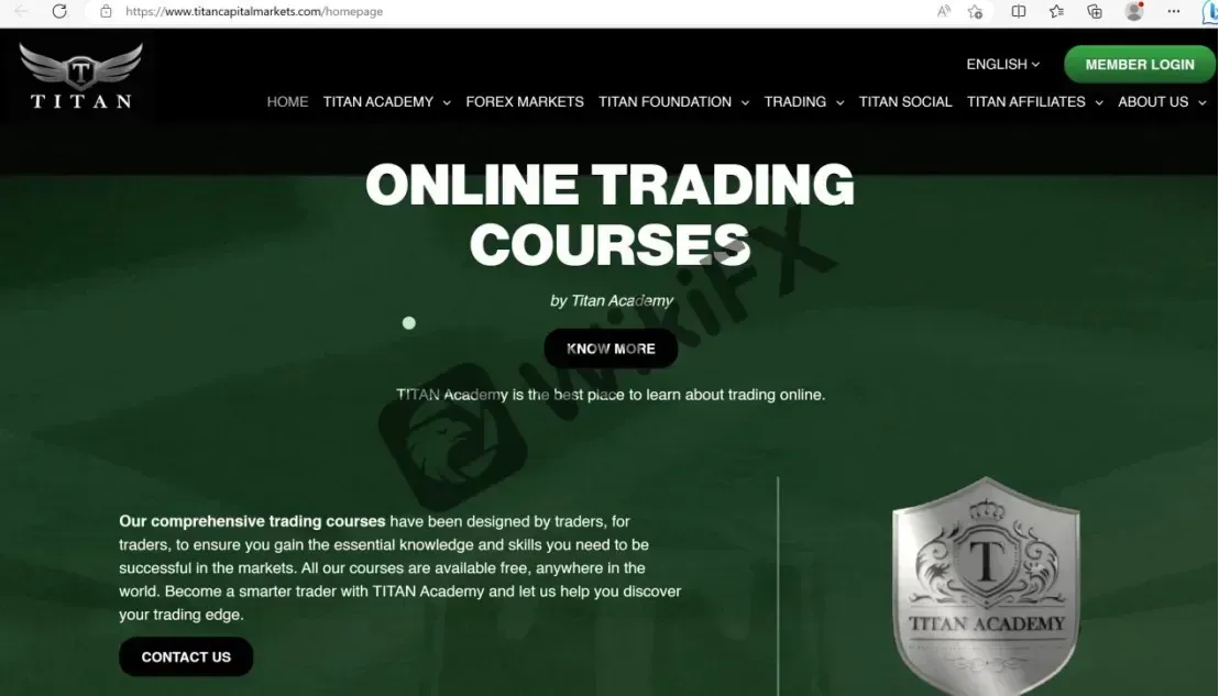 Titan Capital Markets' website Titan Capital Markets' website