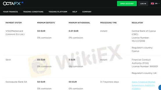 deposit and withdrawal