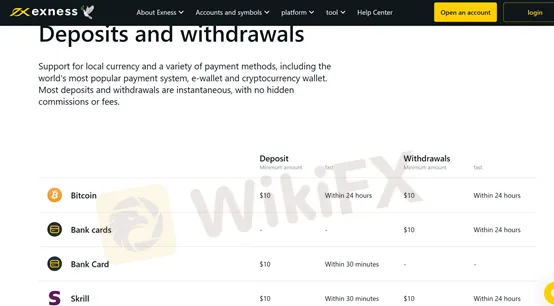 deposit and withdrawal