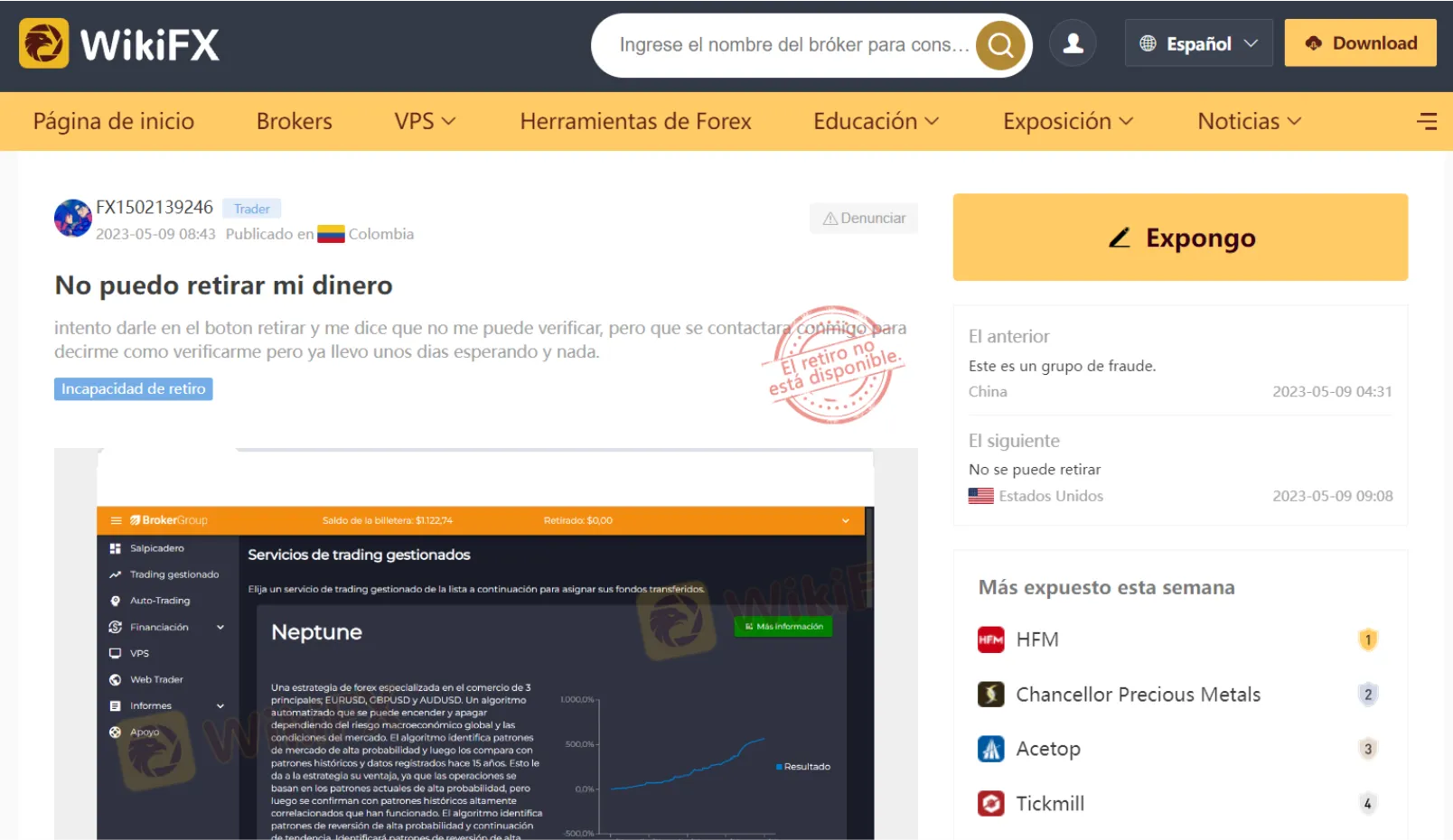 El caso de este colombiano es uno de los tradicionales casos de Bróker Group. WikiFX
