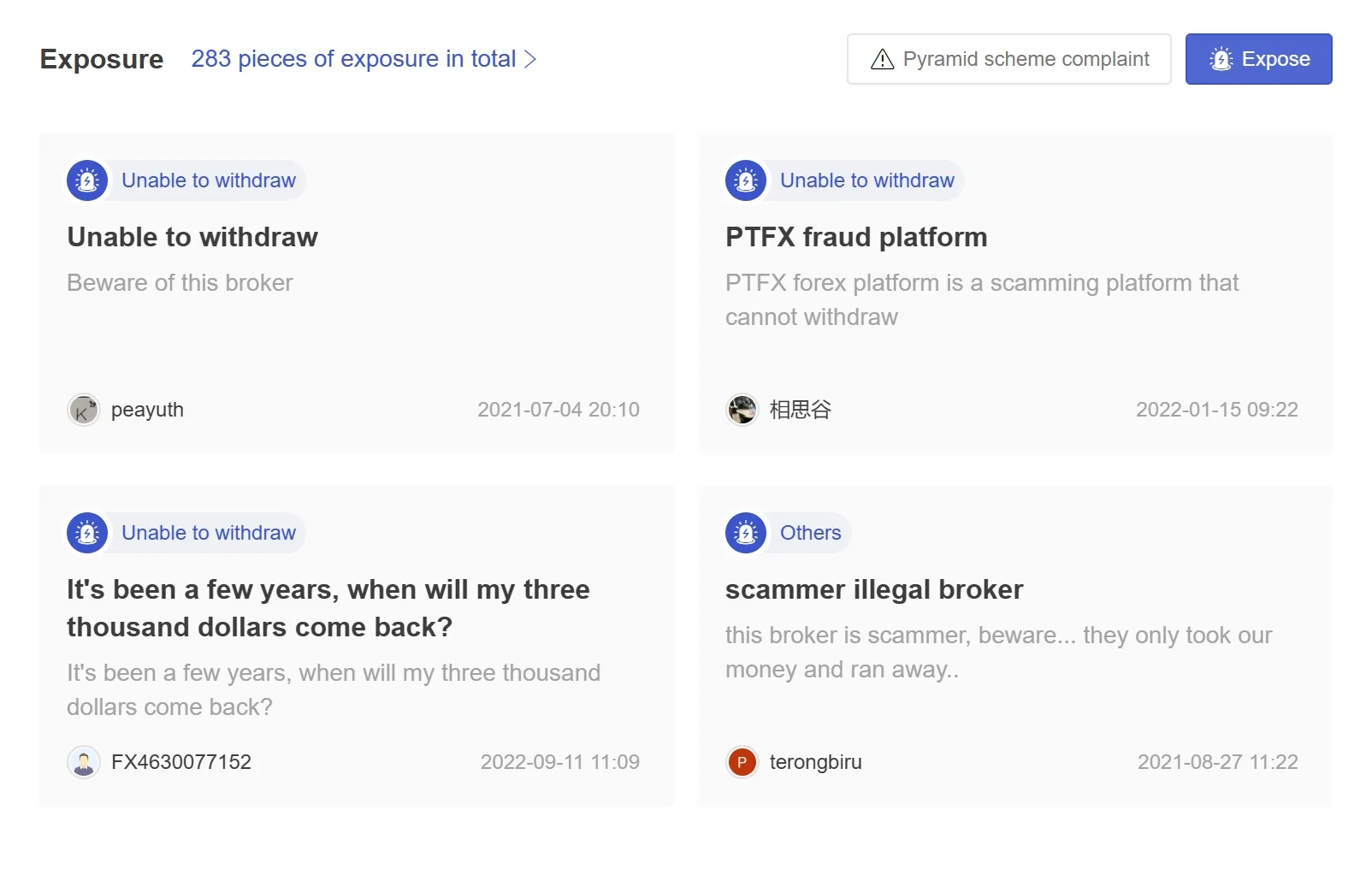User Exposure on WikiFX