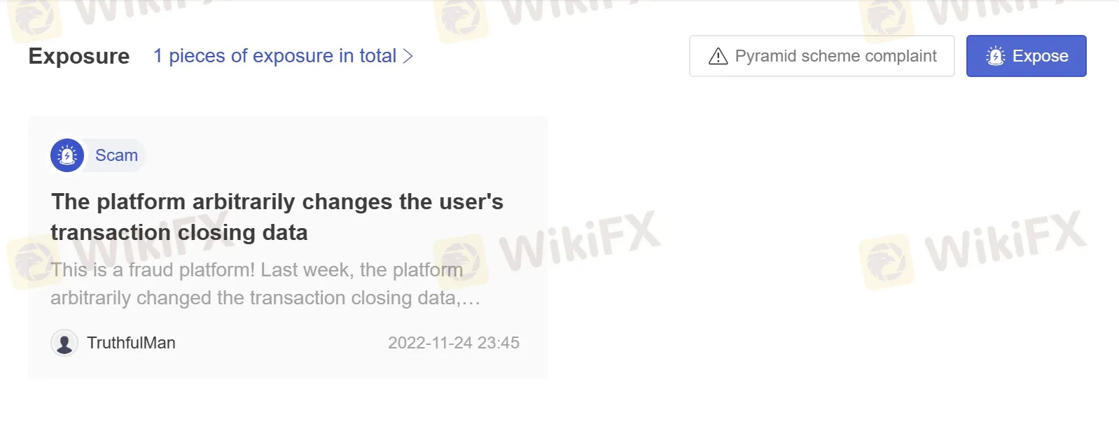 User Exposure on WikiFX User Exposure on WikiFX