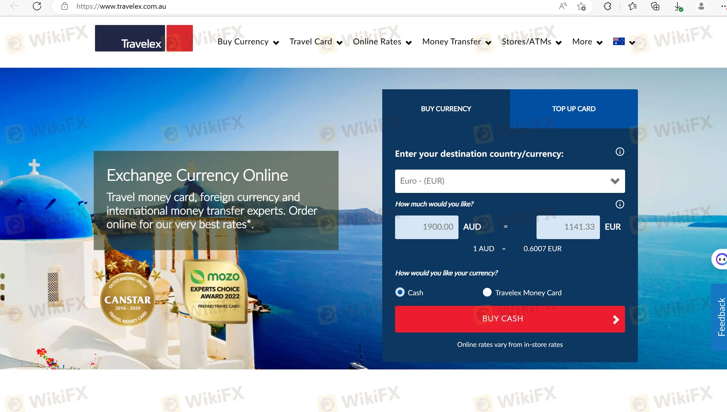 Trang chủ của Travelex