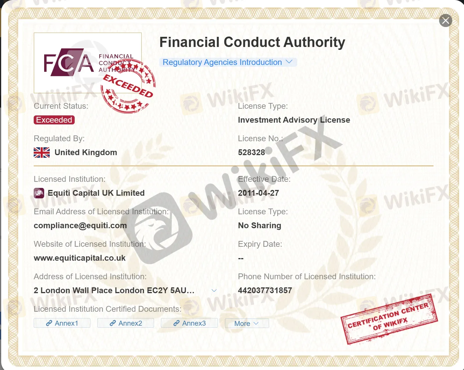 FCA license FCA license