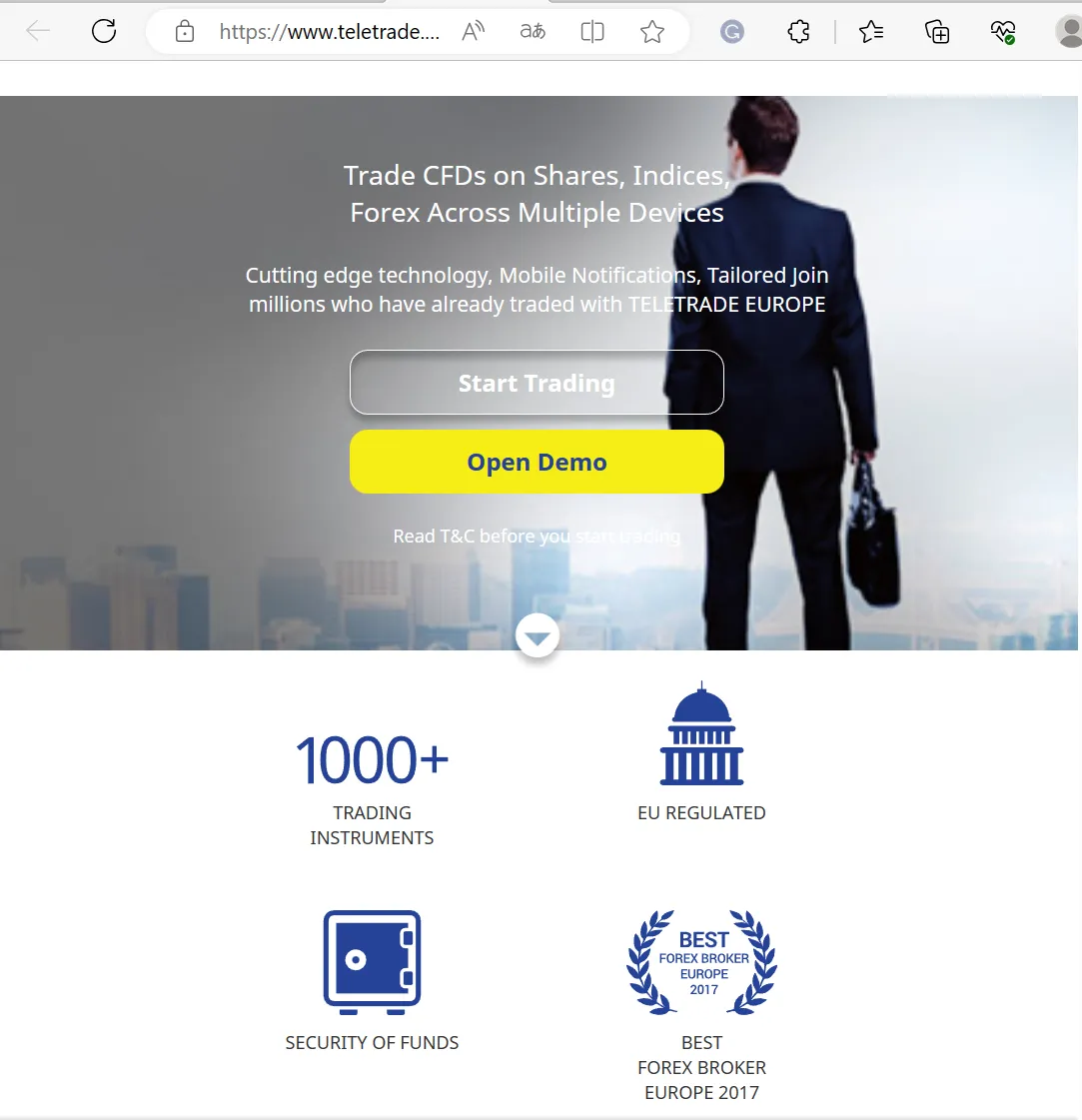 TeleTrade's home page TeleTrade's home page