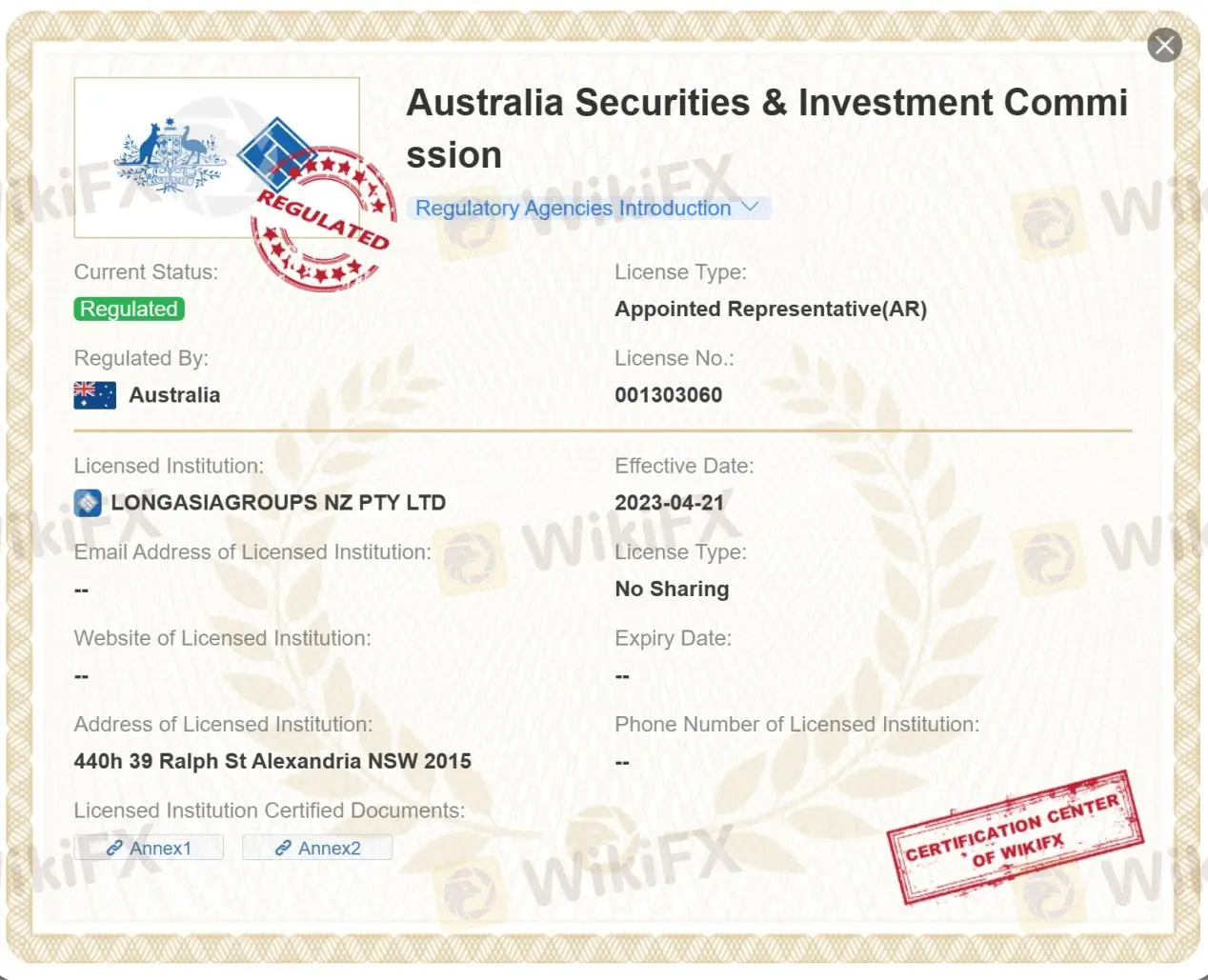 ASIC license ASIC license