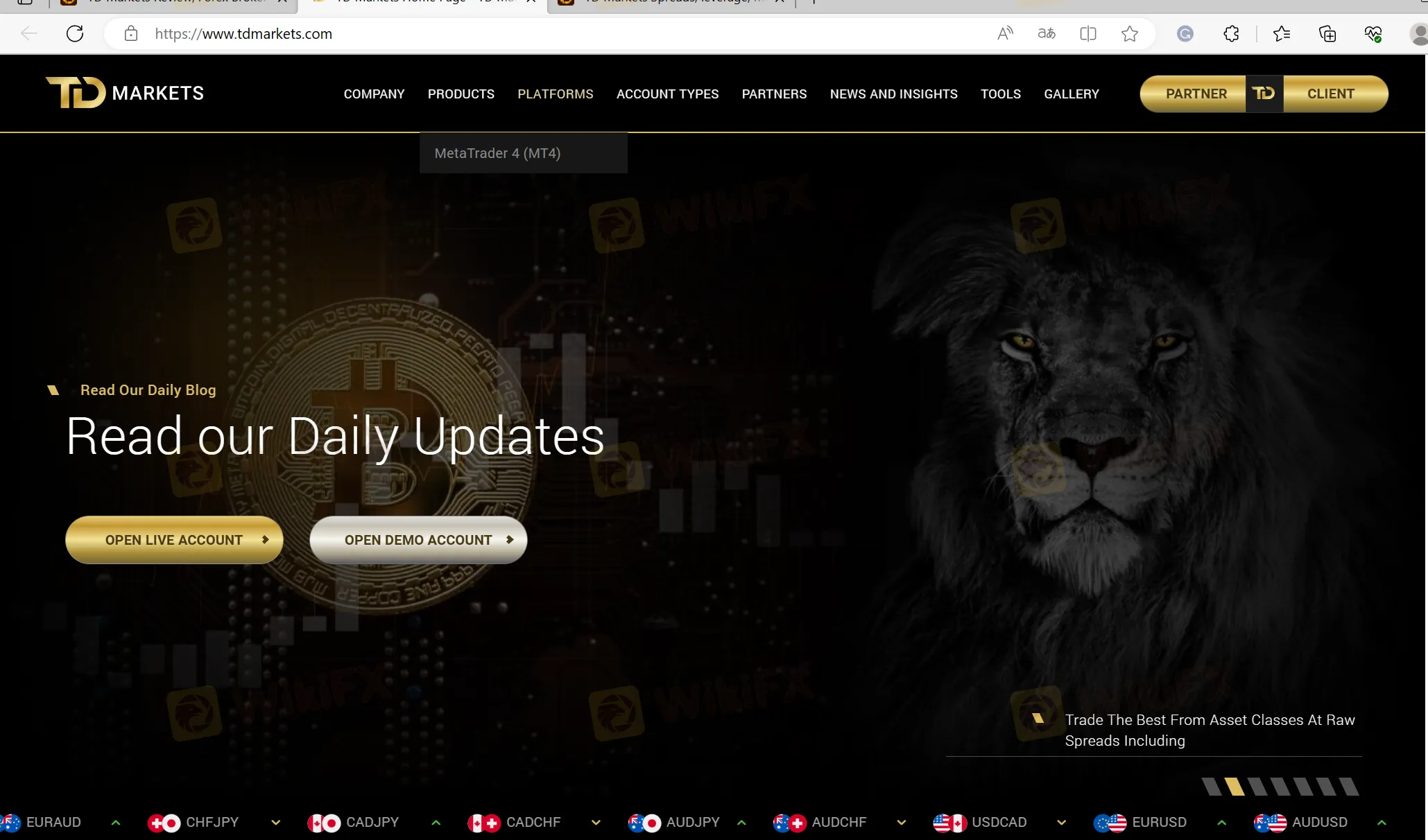 TD Markets الصفحة الرئيسية