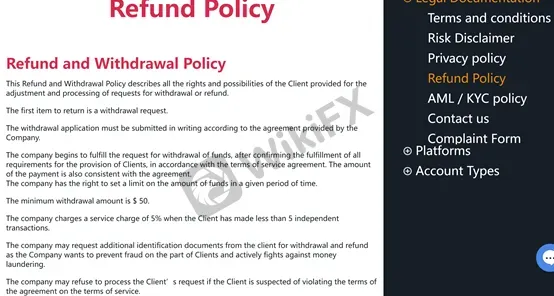 Refund and withdrawal policy