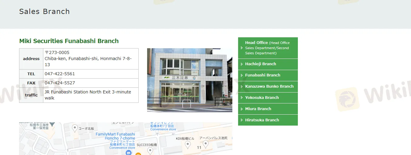 contact details of Miki Securities Funabashi Branch