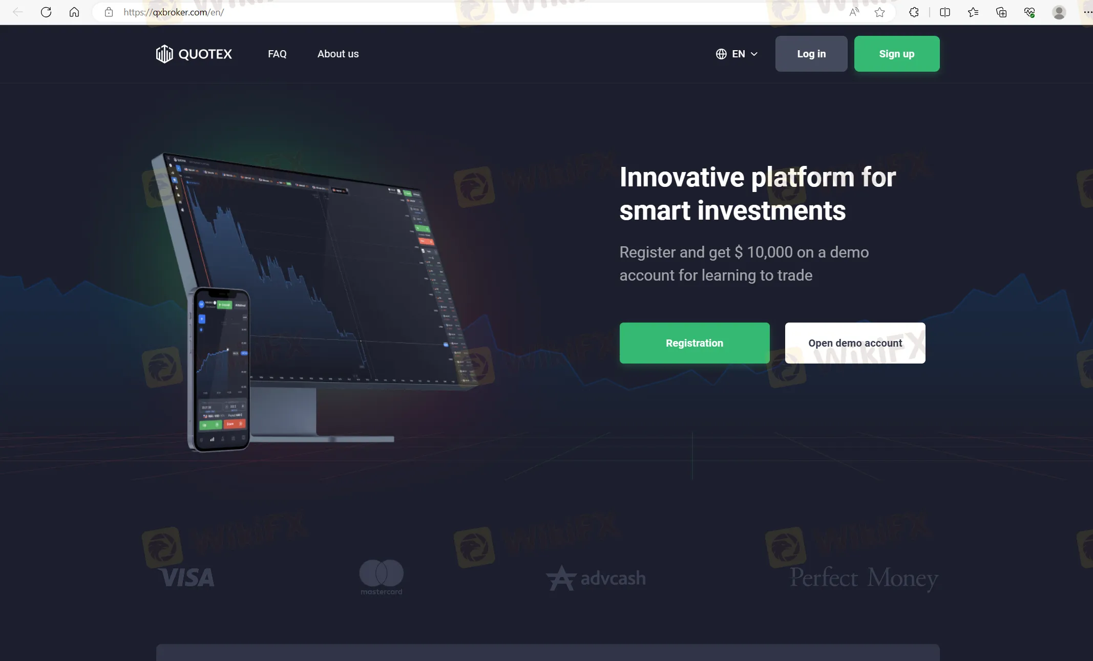 QUOTEX's home page