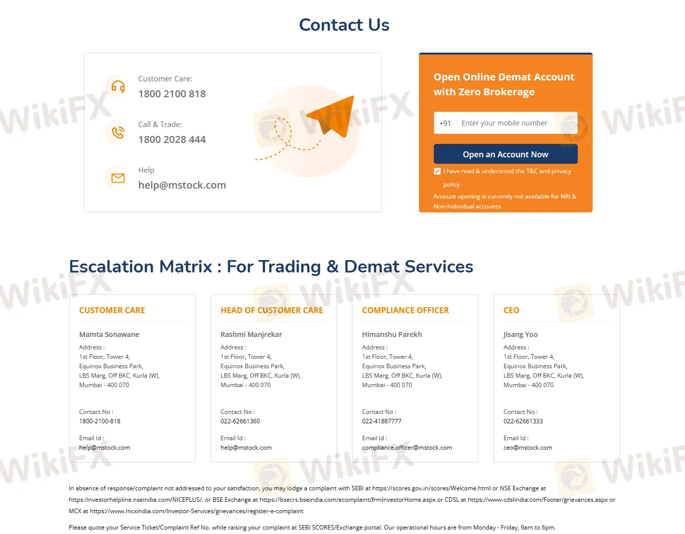 contact details
