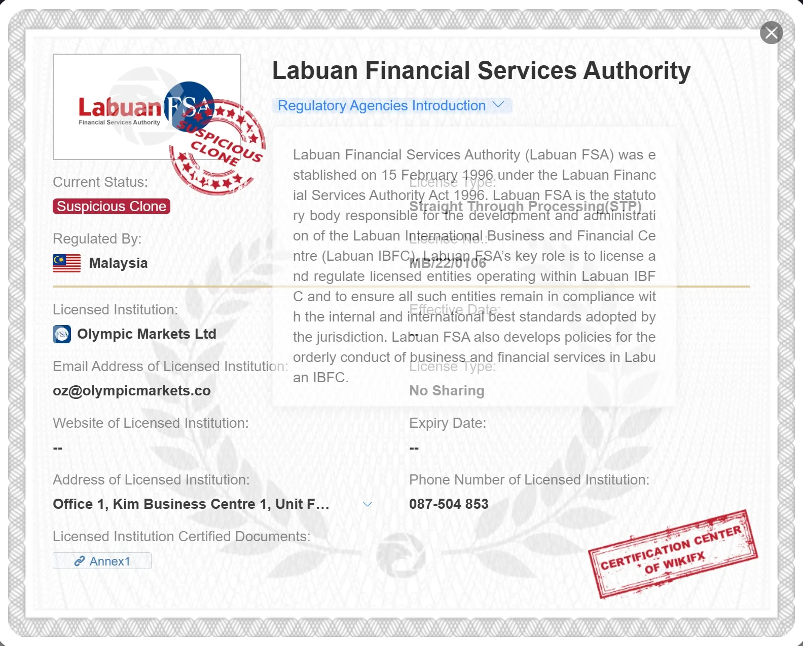 suspicious clone LFSA license