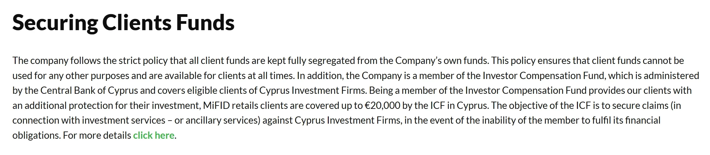secure clients' funds