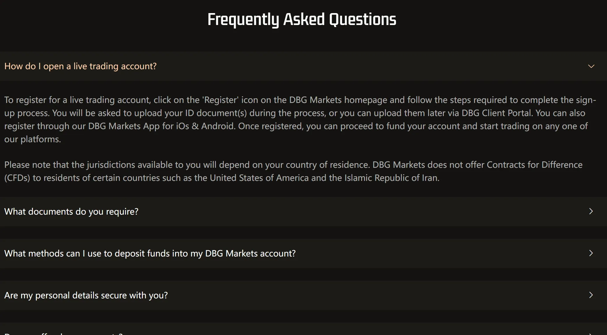 FAQ page