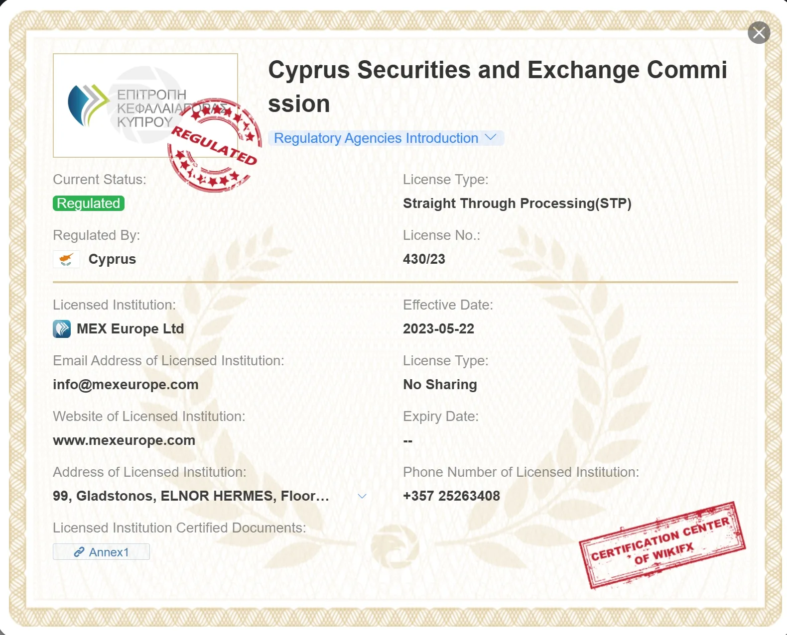 regulated CYSEC license