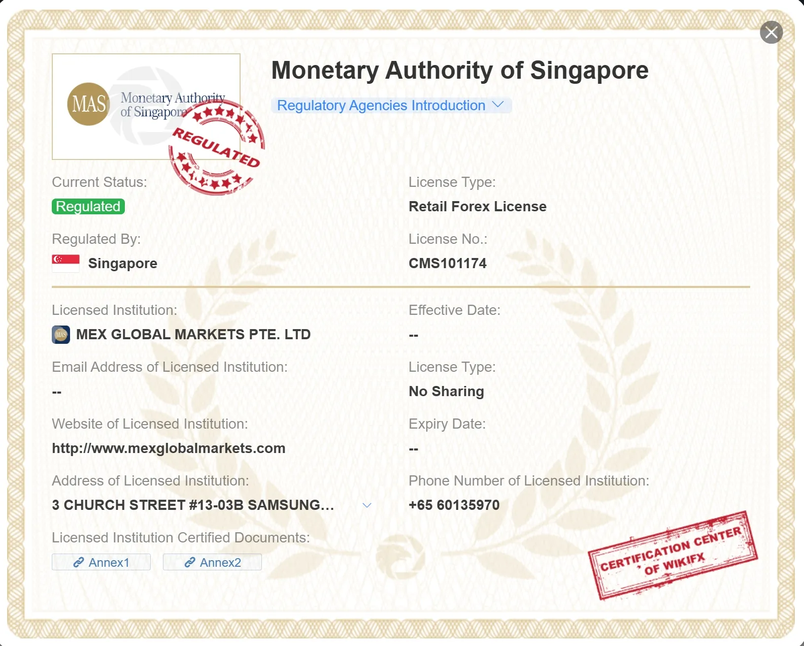 regulated MAS license
