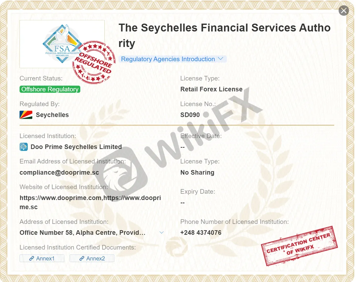 Offshore regulated by FSA