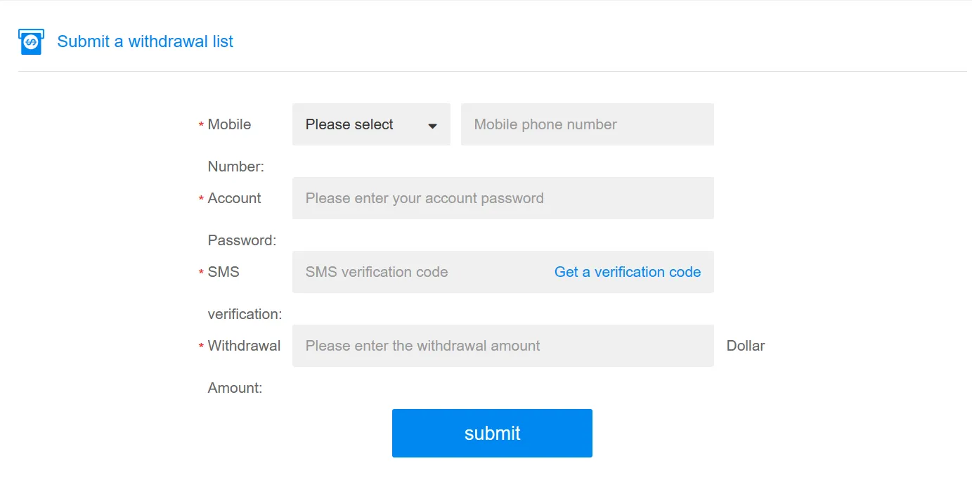 submit a withdrawal