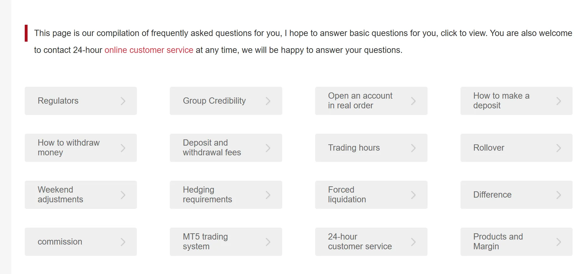 FAQ page