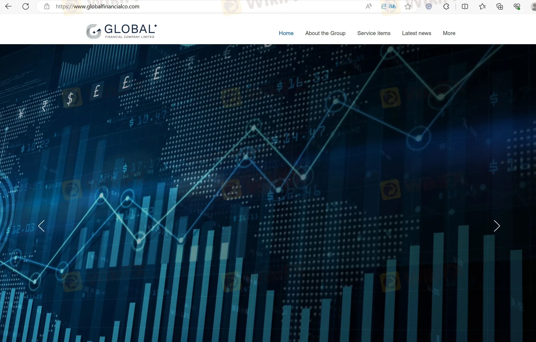 Global Financial's home page