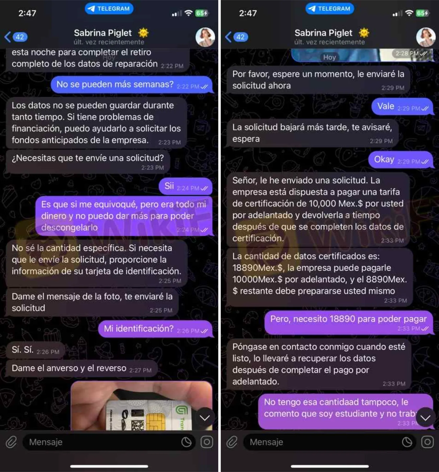 Estafa telegram Estafa telegram