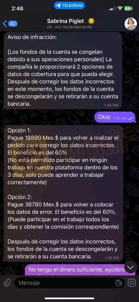 Estafa telegram Estafa telegram