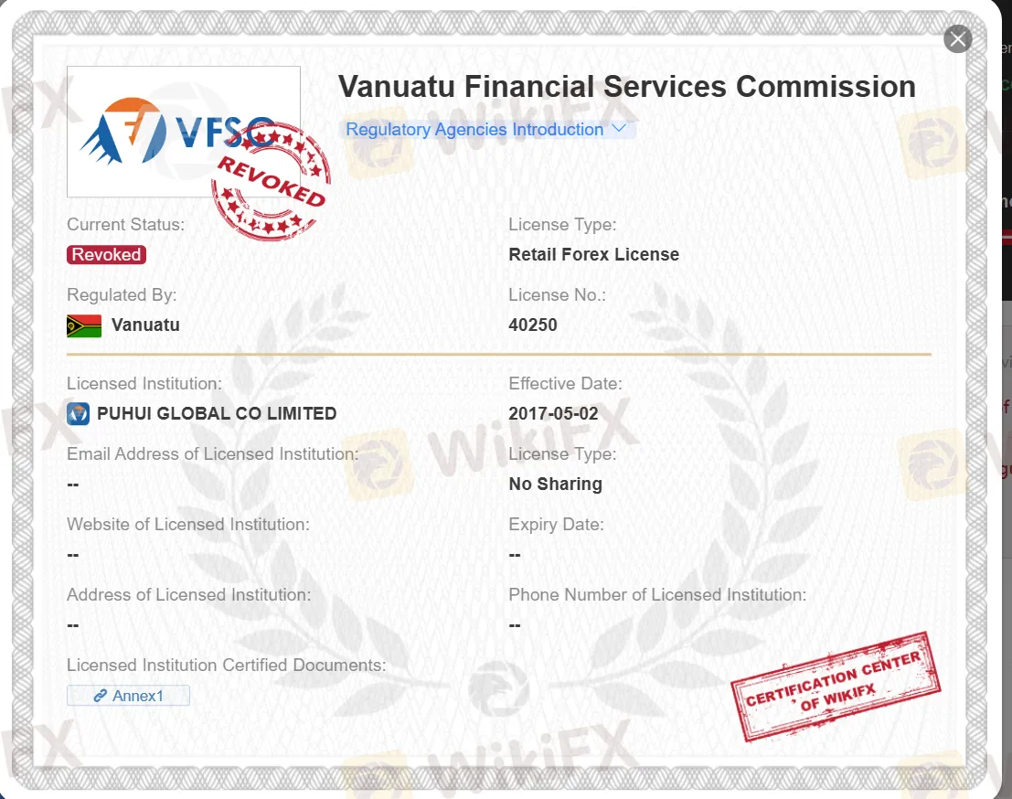 revoked VFSC license