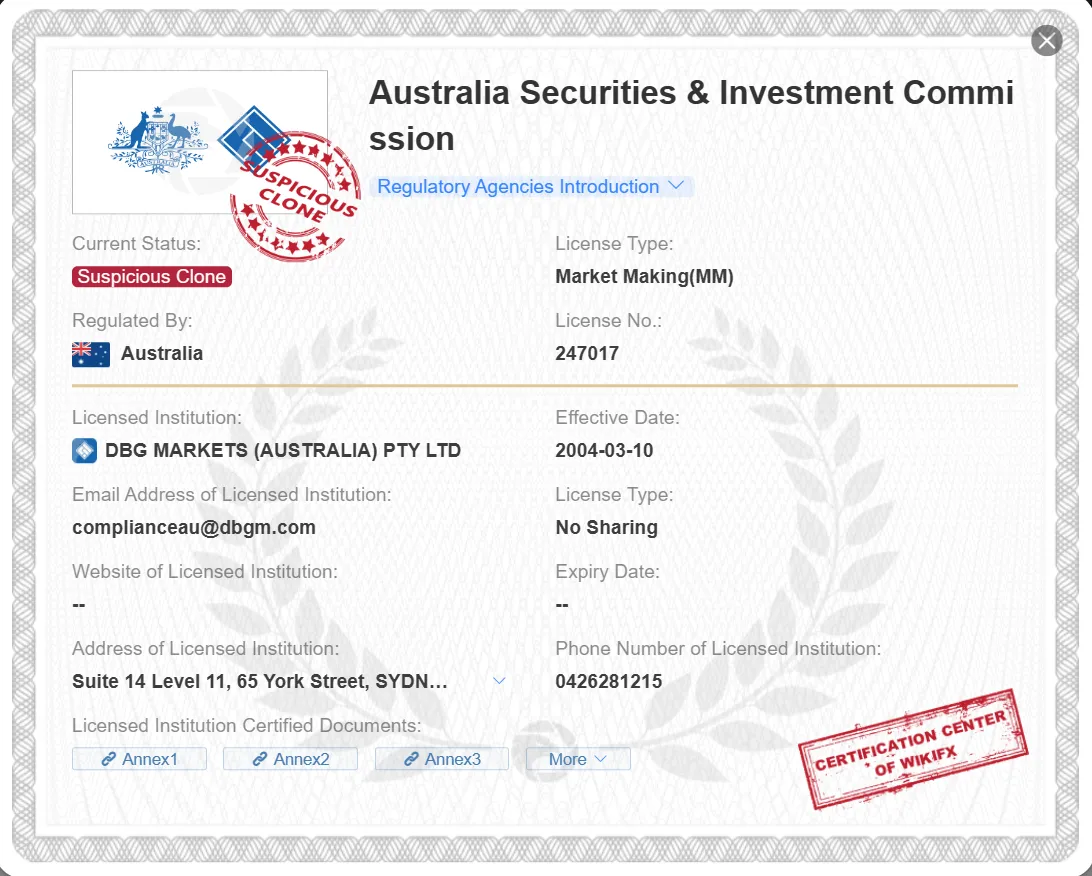 suspicious clone ASIC license