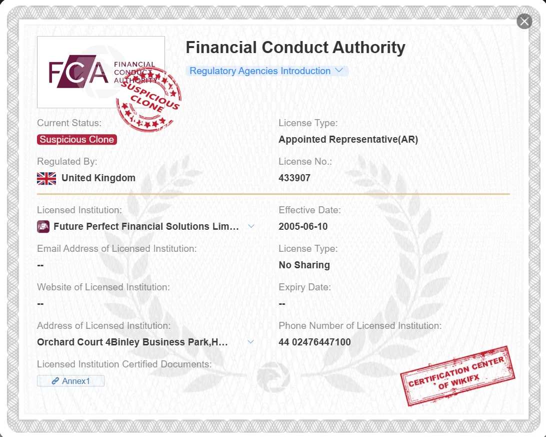 suspicious clone FCA license