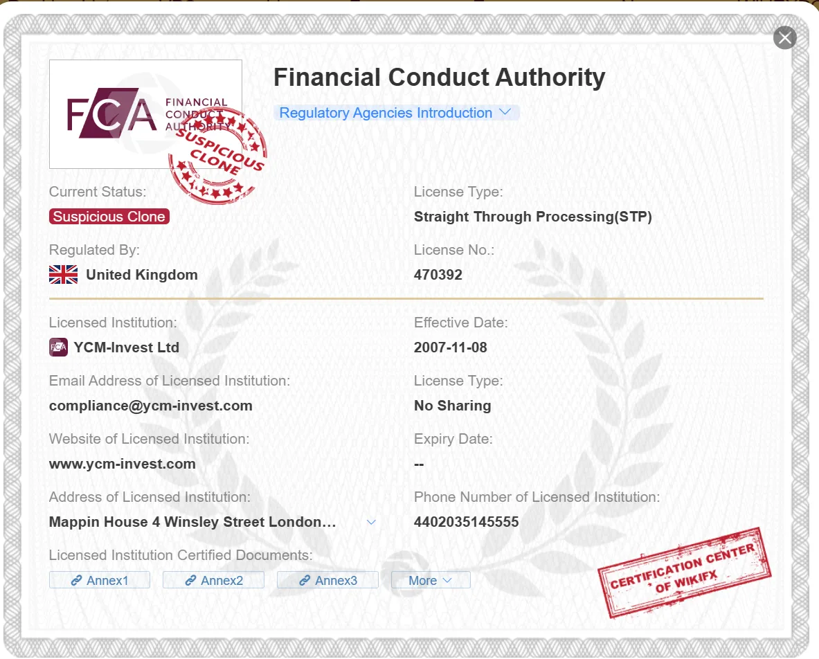 suspicious clone FCA license