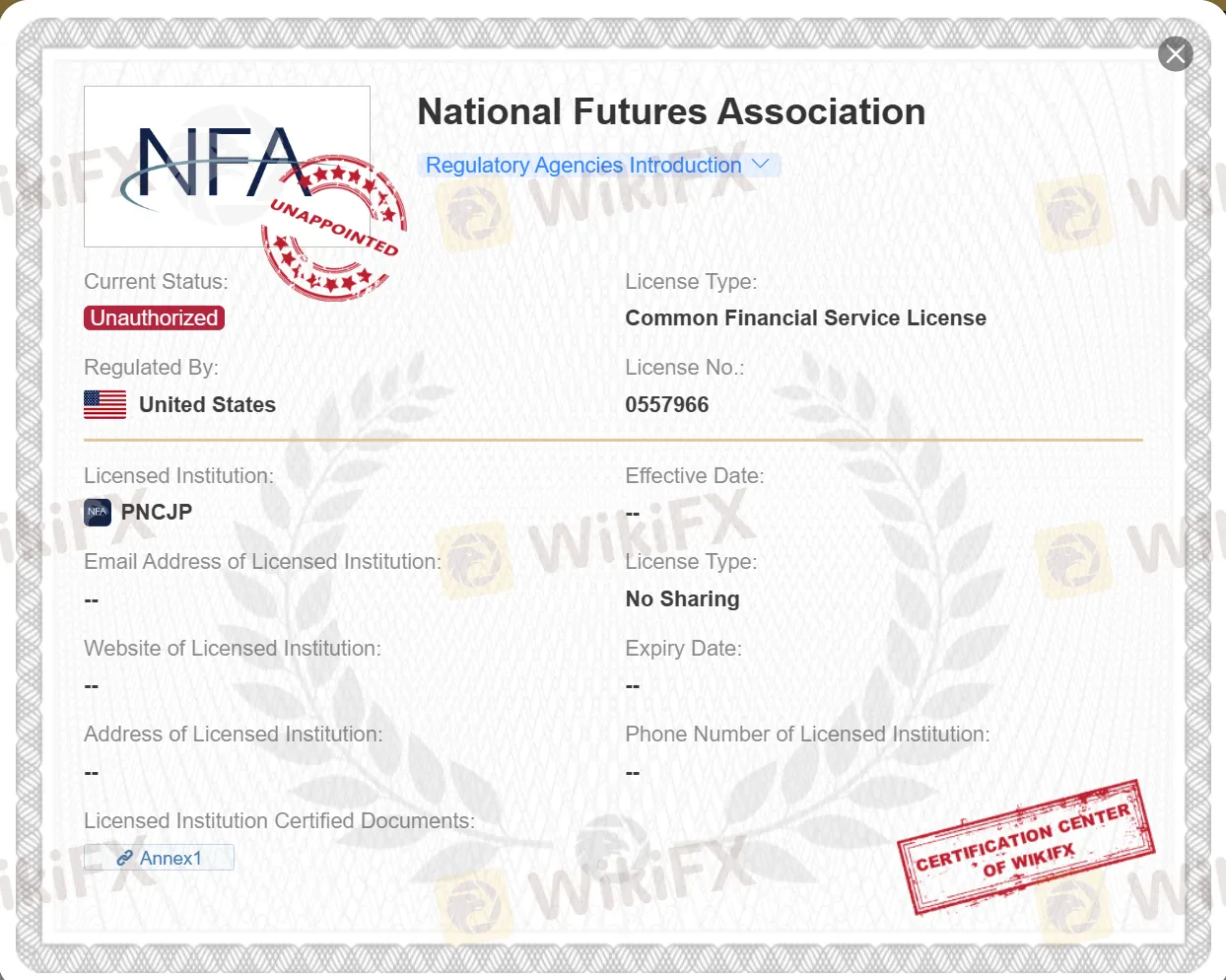 unauthorized NFA license