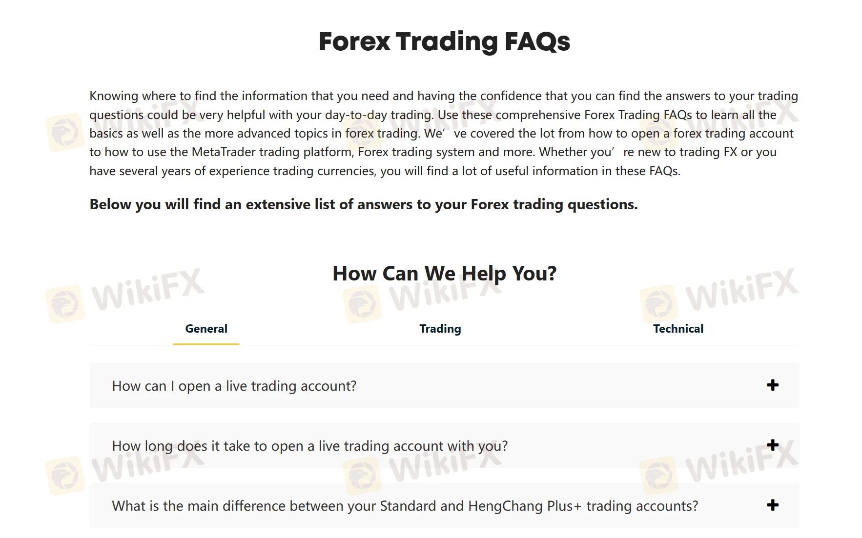 FAQ page