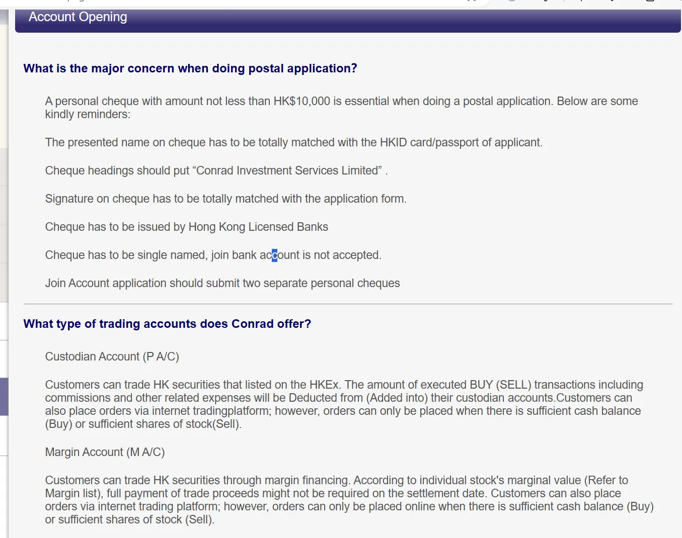 Account details