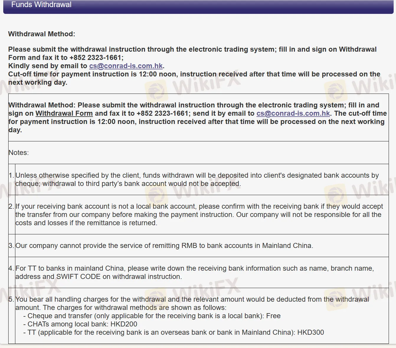 withdrawal details