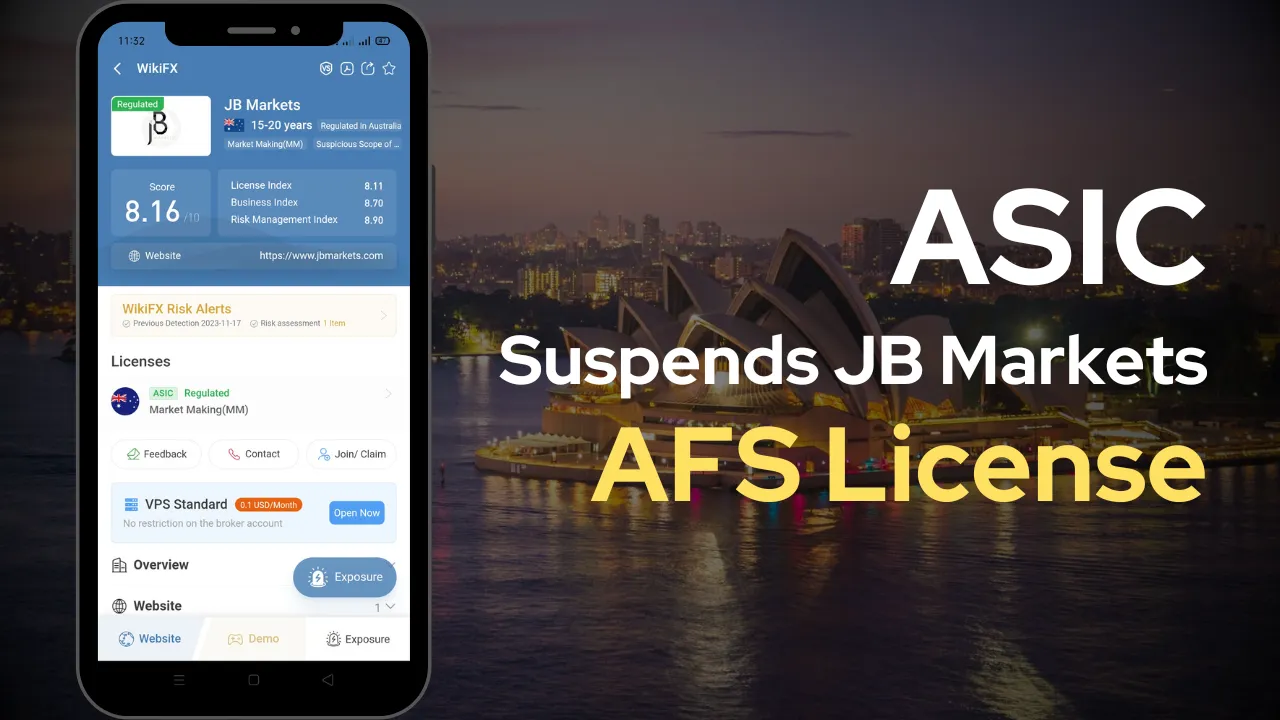 ASIC Suspends JB Markets AFS License.png ASIC Suspends JB Markets AFS License.png