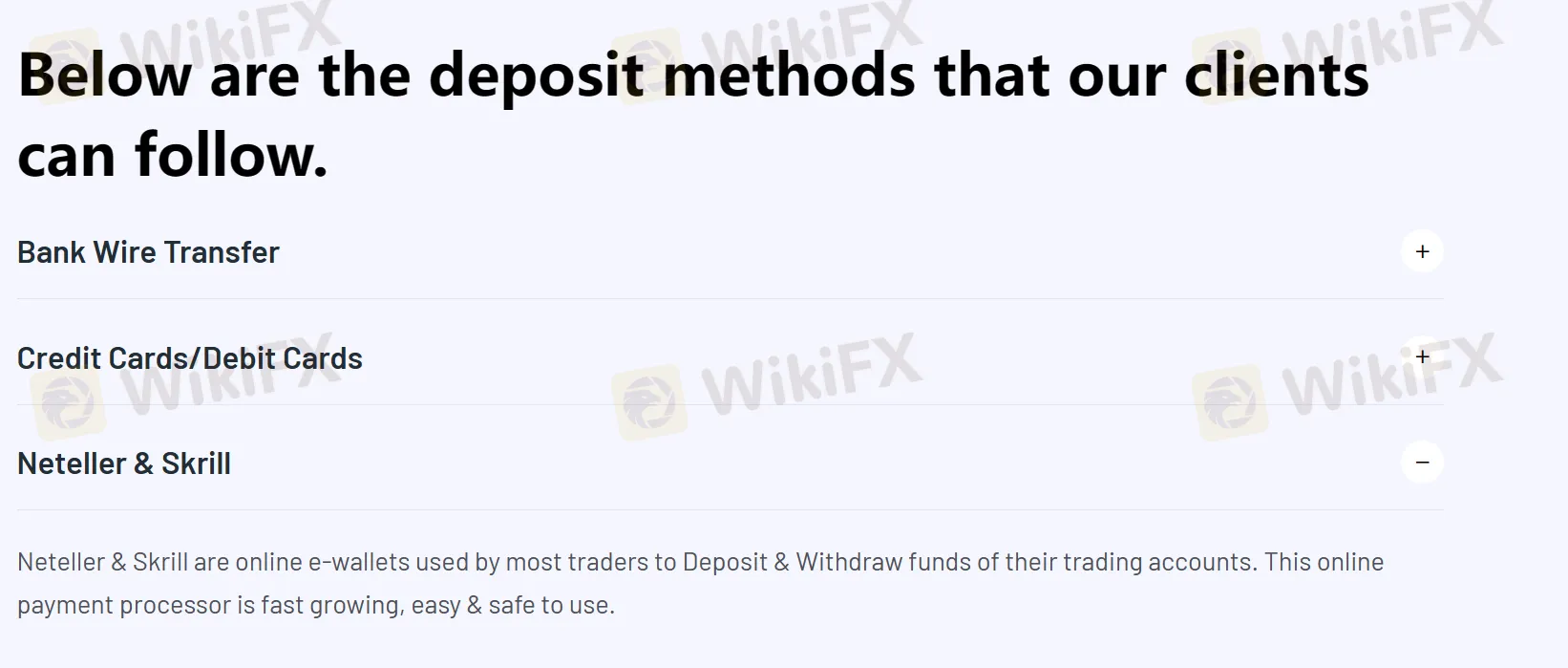 Deposits & Withdrawals details