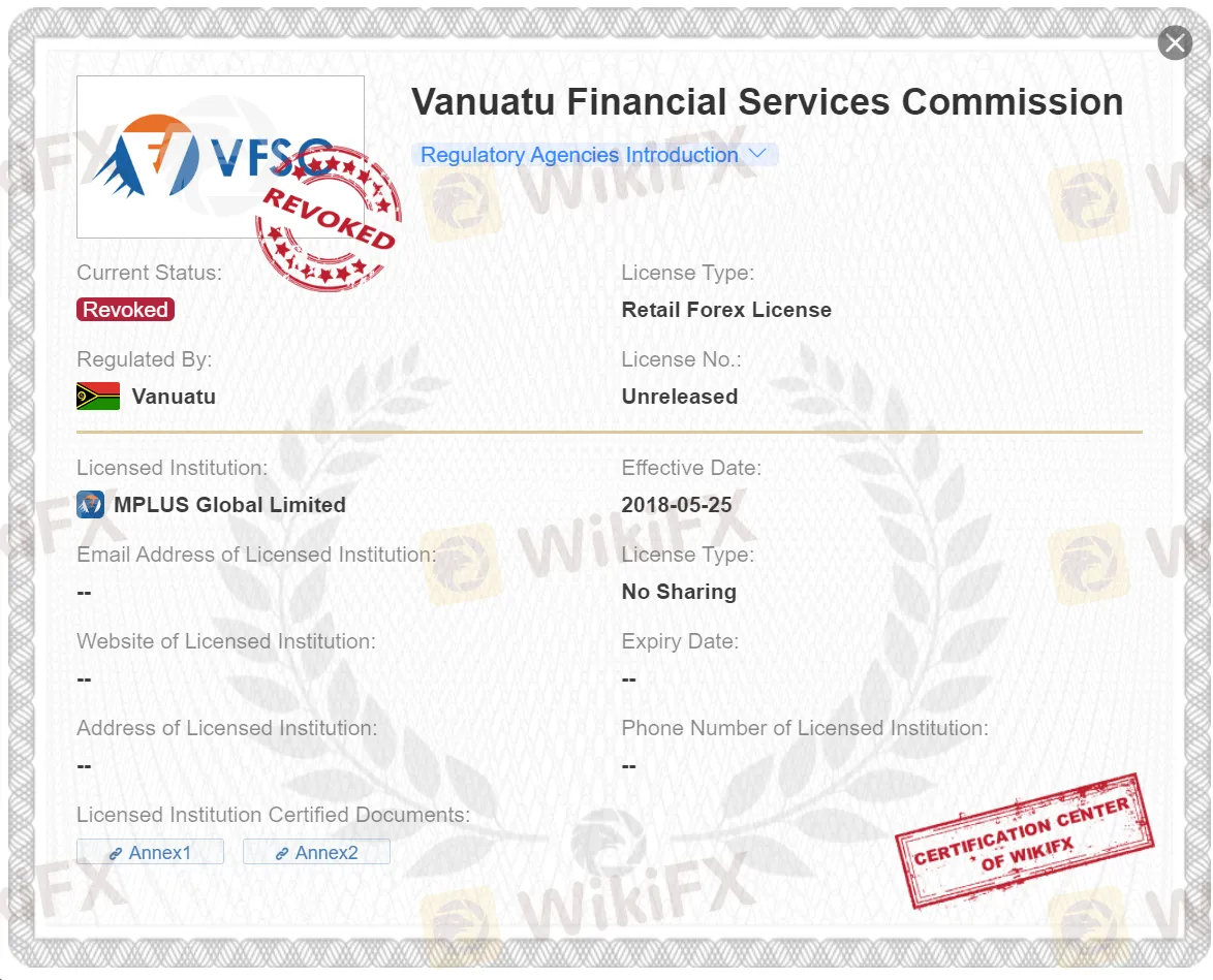 revoked VFSC license