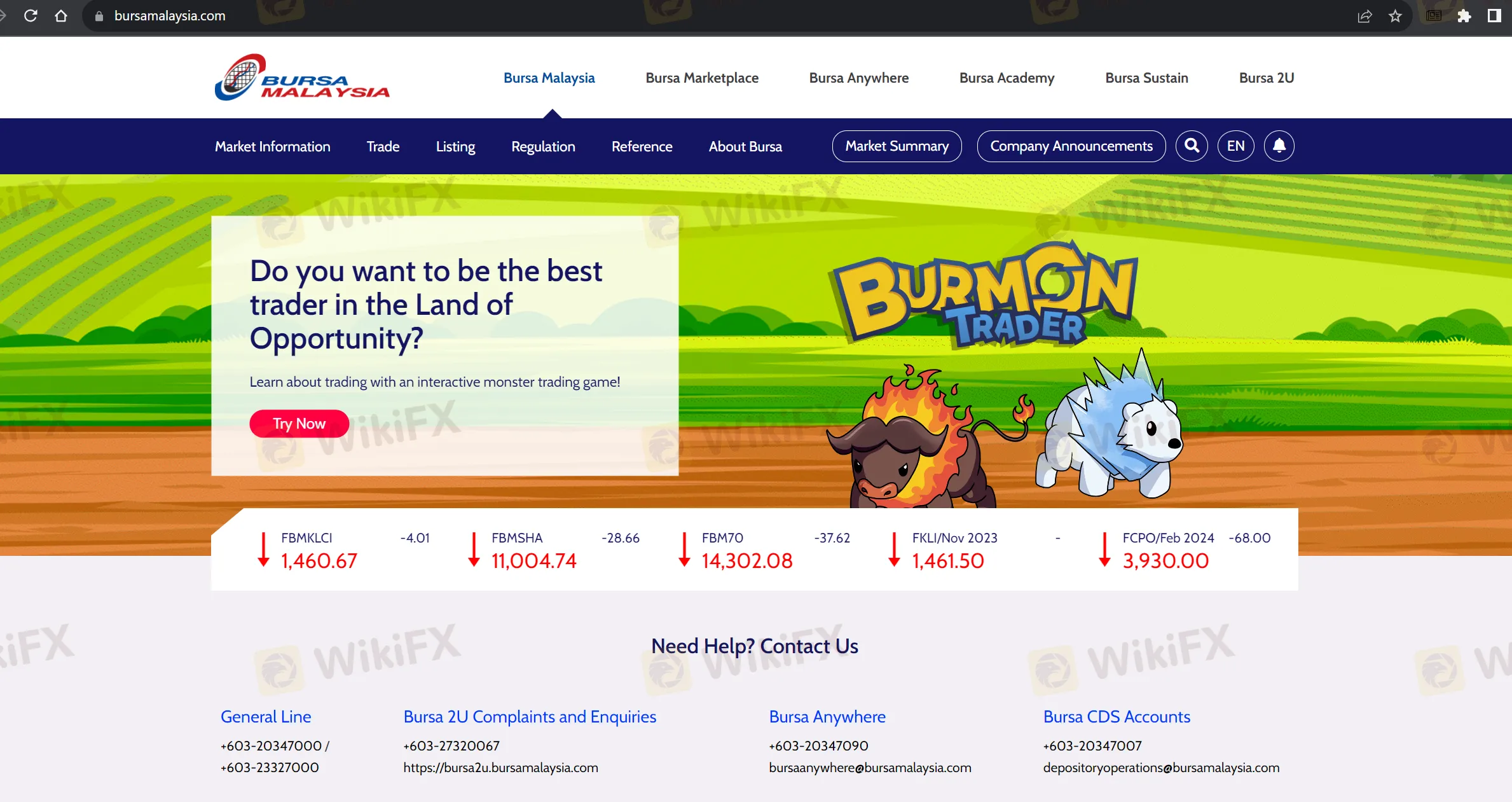 Bursa Malaysia Berhad's homepage