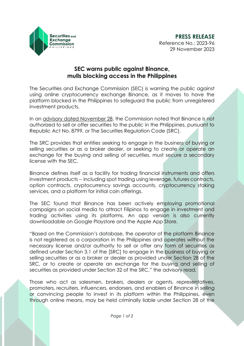PR-SEC-warns-public-against-Binance-mulls-blocking-access-in-the-Philippines-11292023-1.png