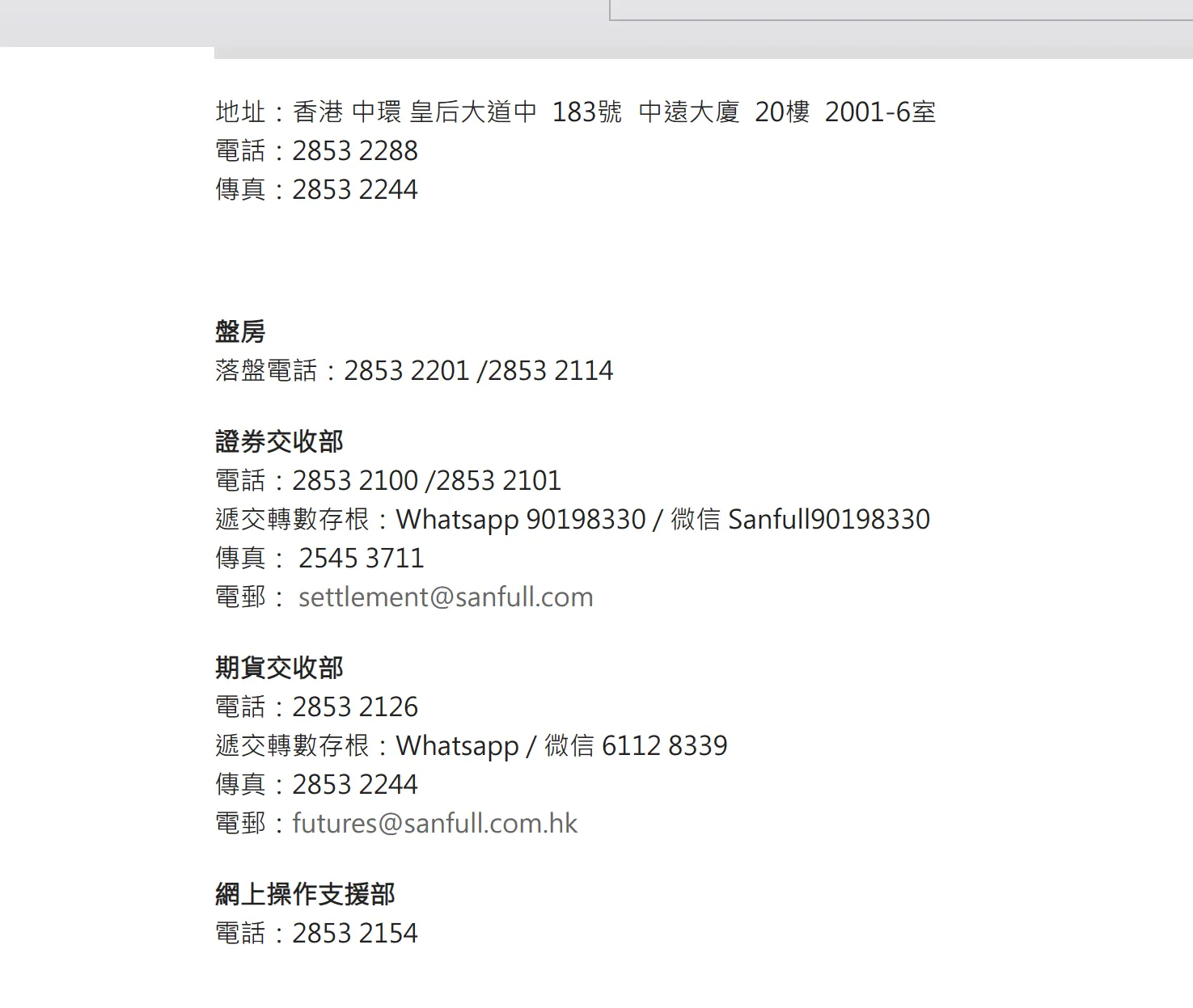 contact details