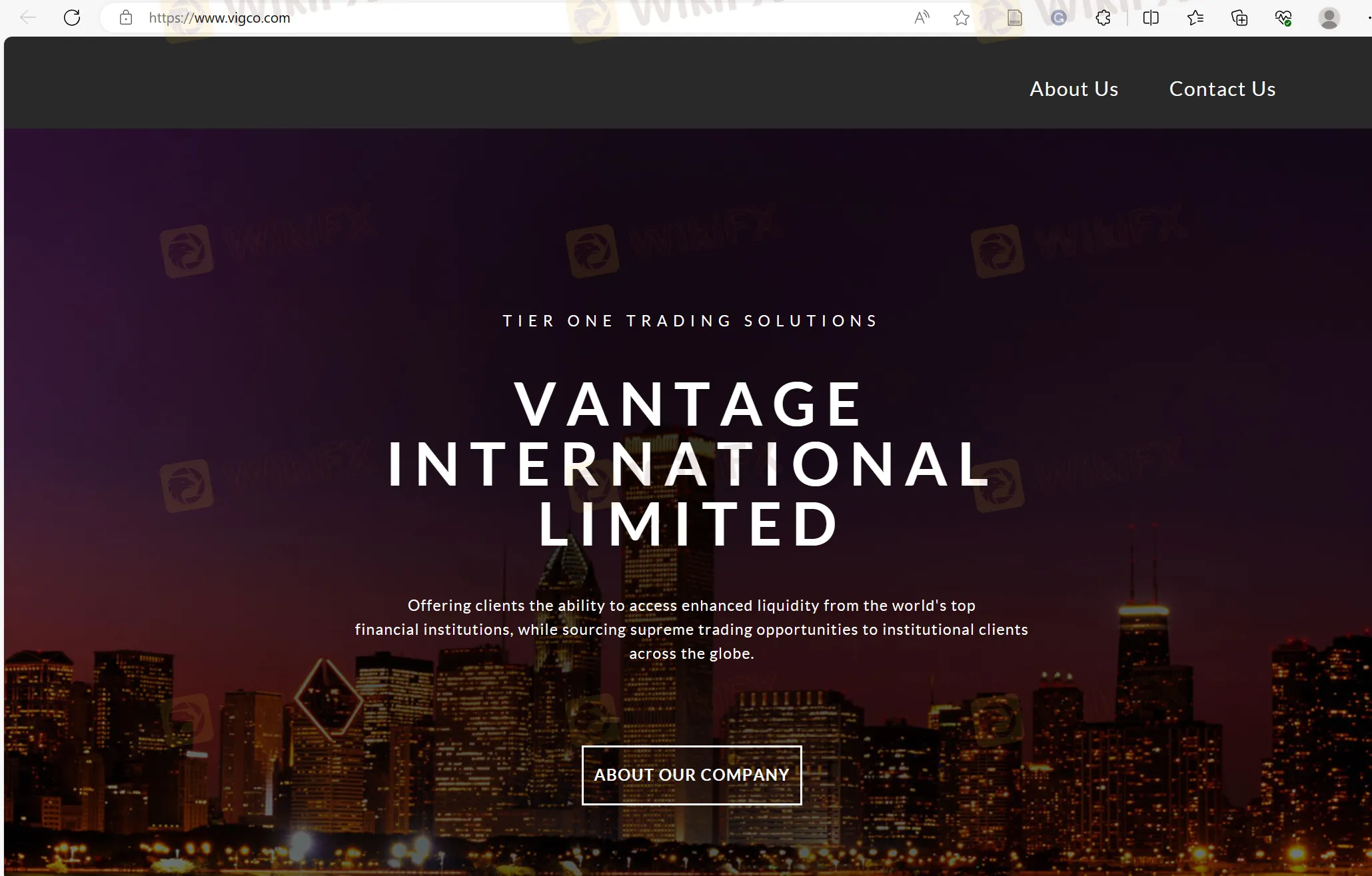 Vantage FX's homepage