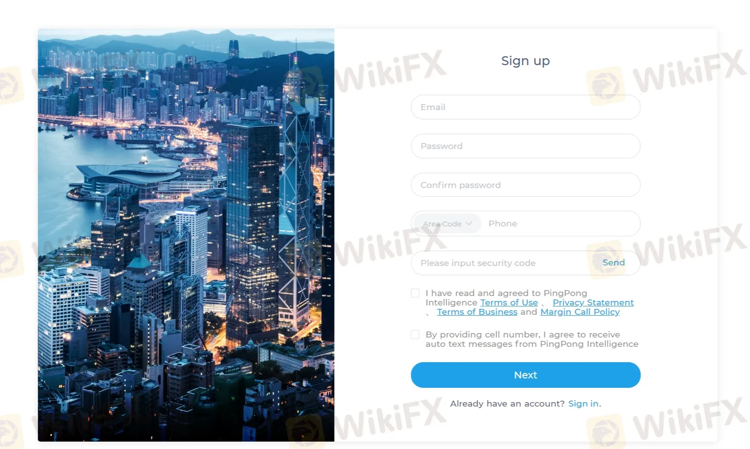 fill in required info